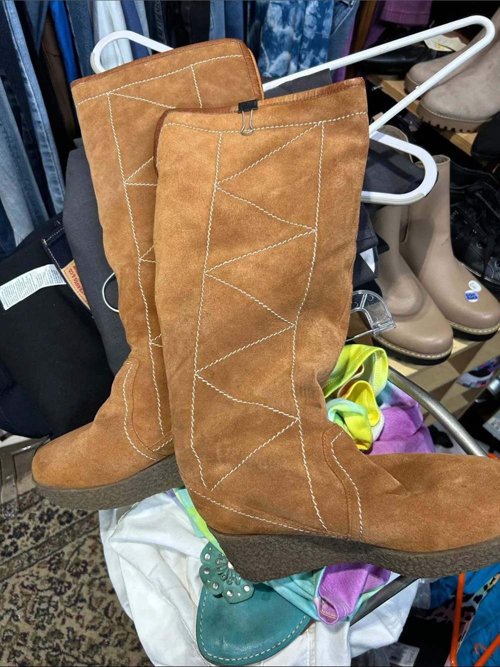 Steve Madden Tan Suede Over-the-Knee Wedge Boots